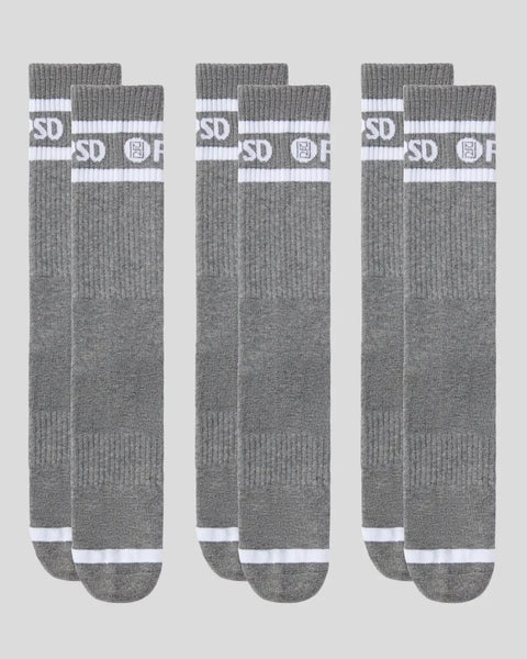 3 Pack - Logo Stripe Crew - Gray