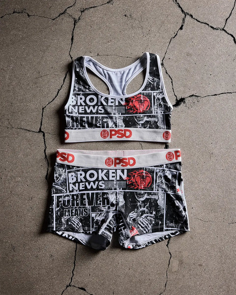 Black and white sports bra and shorts set with 