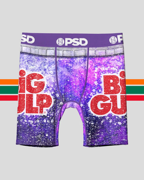 PSD boxer briefs with purple gradient sequin pattern and red 